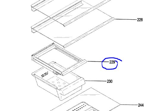 GE Refrigerator Snack Pan Rail. Part #WG03A02998