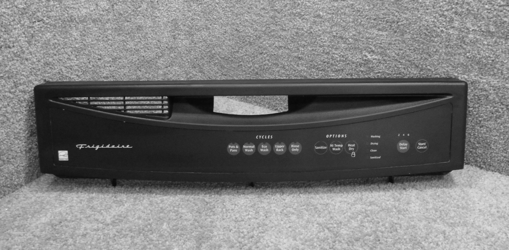 Frigidaire Dishwasher Black Console with Overlay. Part #154788803-USED
