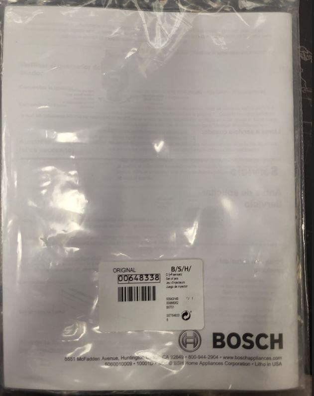 Bosch Range LP Conversion Kit. Part 00648338