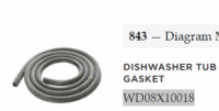 GE Dishwasher Door Gasket. Part #WG04L00214