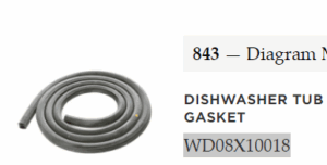 GE Dishwasher Door Gasket. Part #WG04L00214