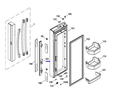 GE Refrigerator Mullion – White. Part #WR03F04545