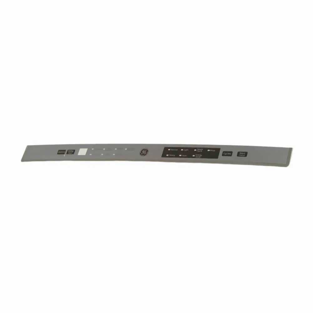 GE Dishwasher Control Overlay – Stainless. Part #WG04F10256