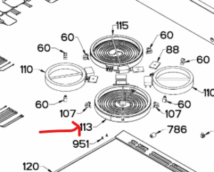 GE Range Element Haliant and Pad ASM. Part #WS01F10724